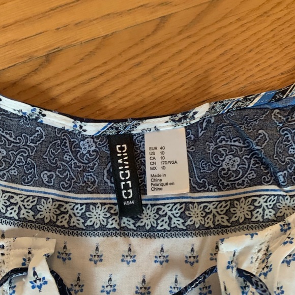 SOLD Blue Boho Prairie Printed Lace Up Tunic/Dress - Picture 4 of 5